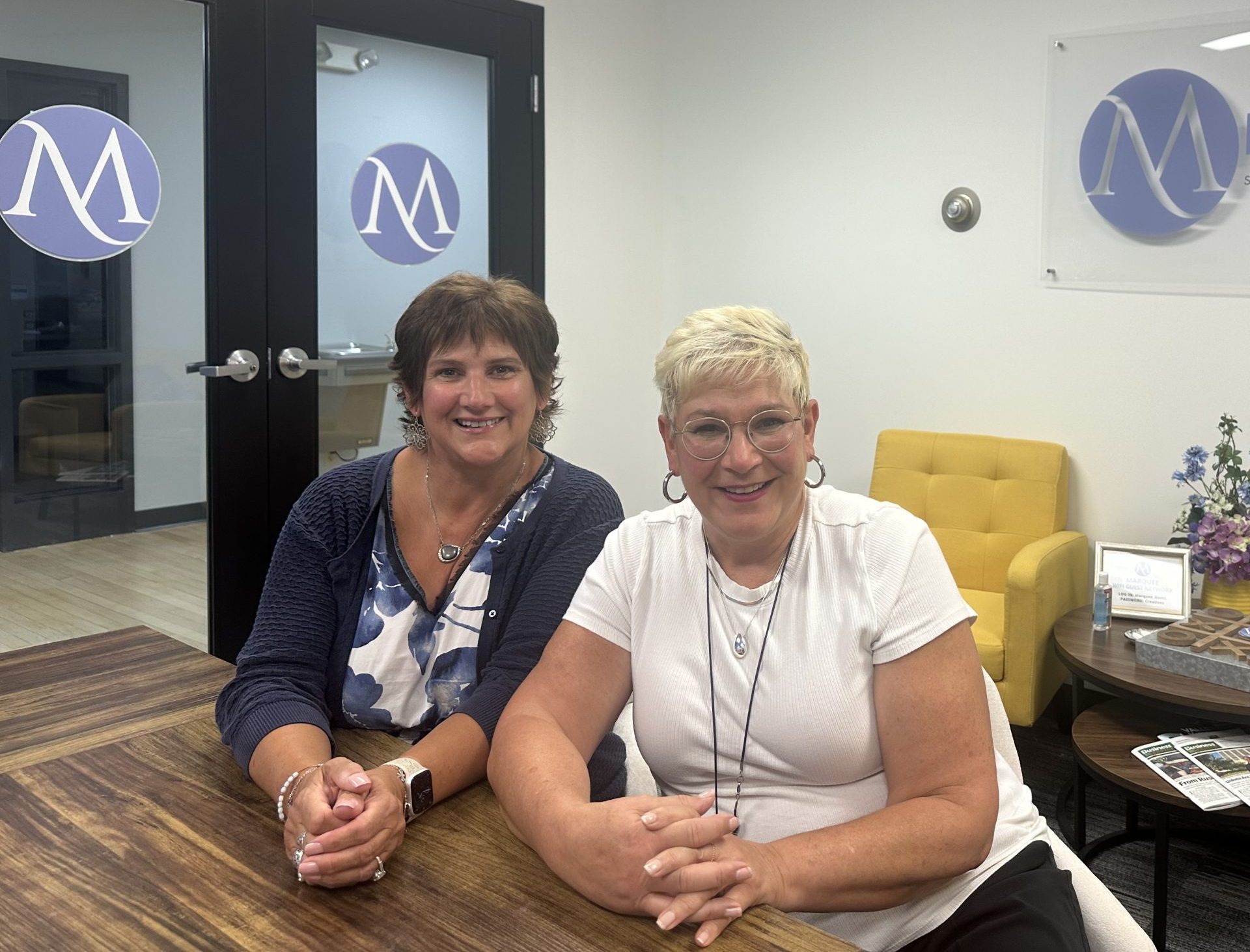 Aundrea and Kim at the MARQUEE Office